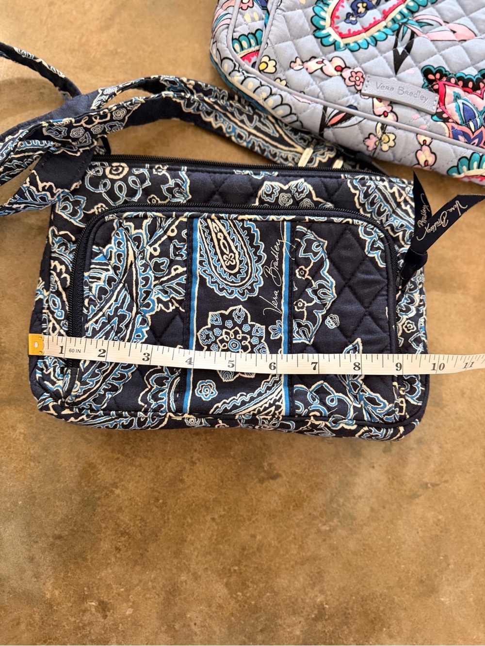 Vera Bradley RFID Little Hipster Navy Paisley Quilted Crossbody Bag - Picture 9 of 10